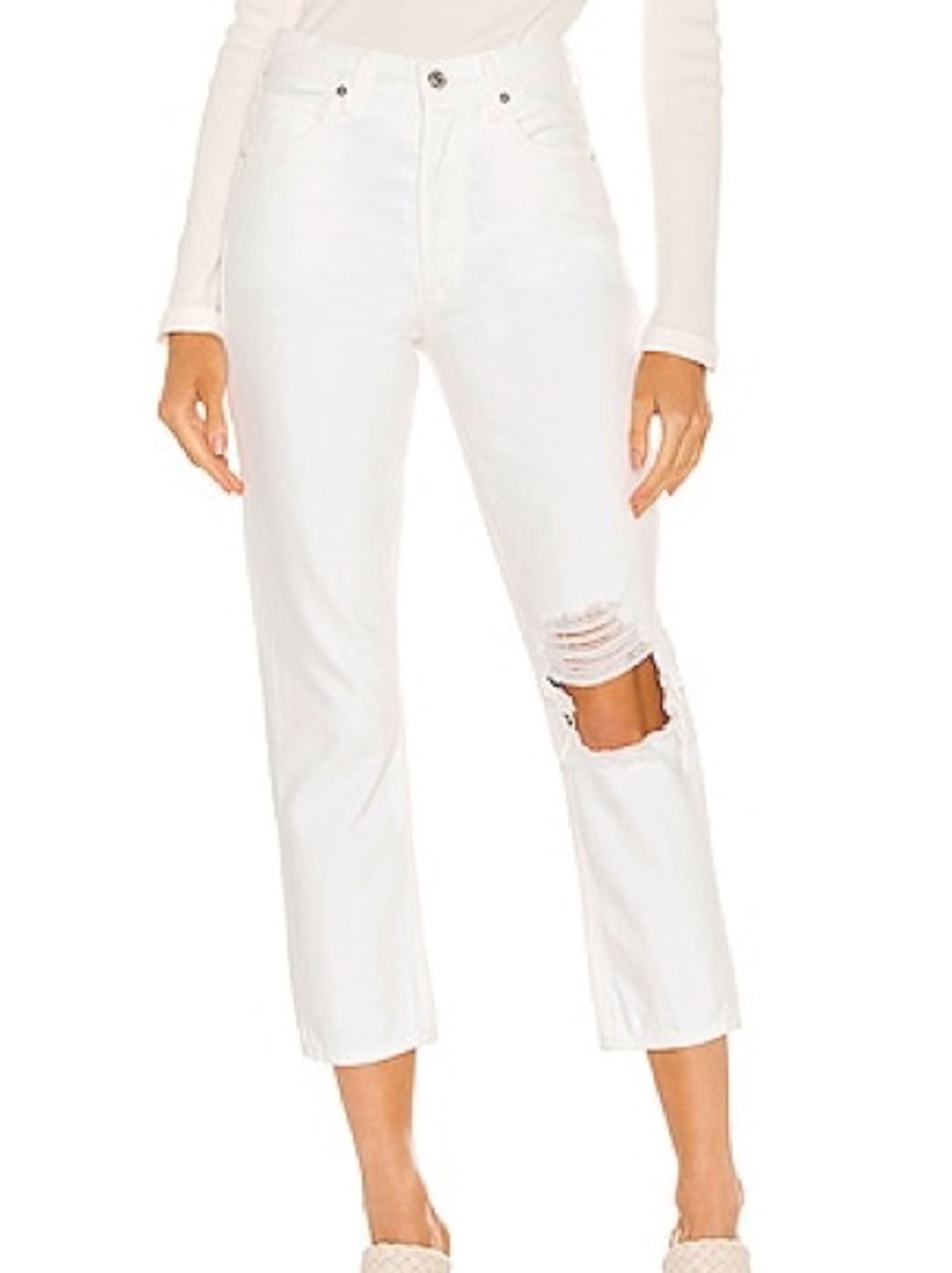 Citizens of Humanity Charlotte Crop White Distressed